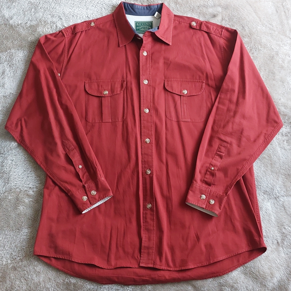 Kevins Plantation Collection Men's Orange Relaxed Button Down Shirt | XL